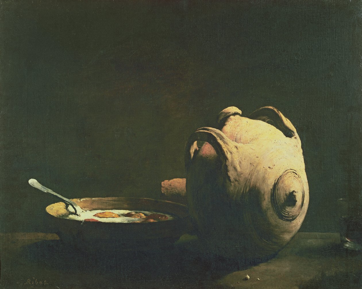 Still Life with Eggs on a Plate by Auguste Theodule Ribot