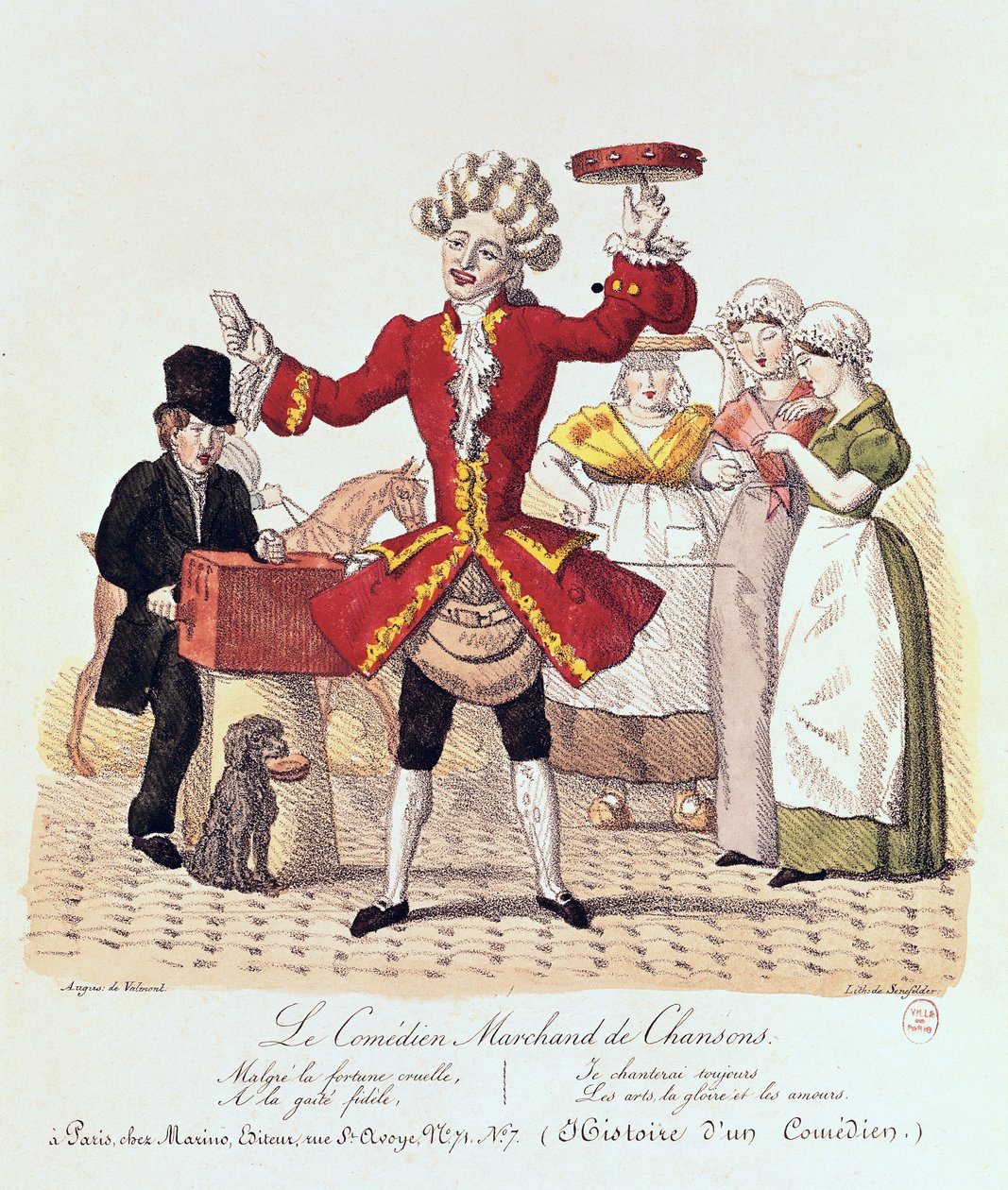 The Street Singer, engraved by Alois Senefelder by Auguste de Valmont