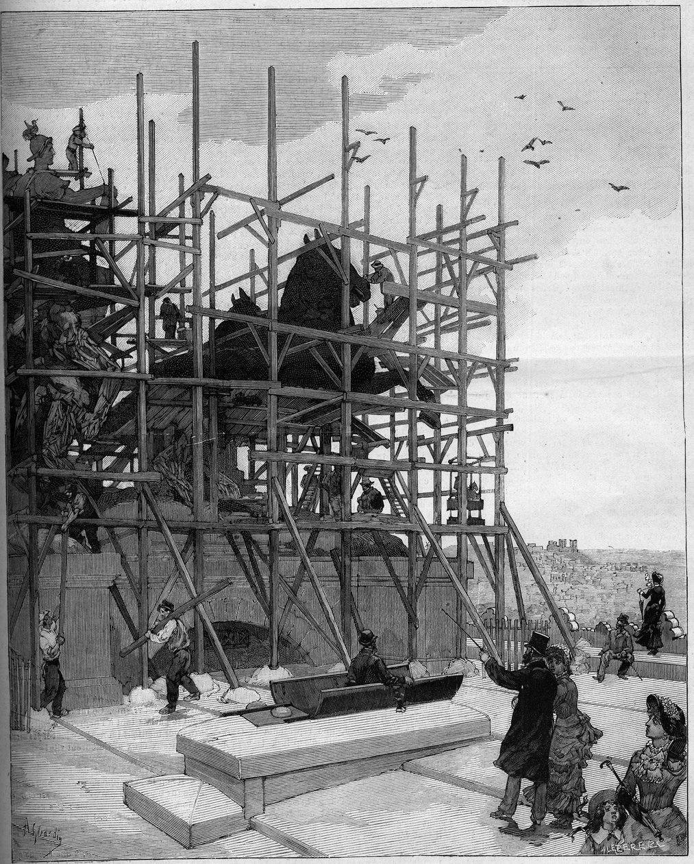 Arc de triomphe de Paris: current state of construction of the sculpture by Alexandre Falguiere 