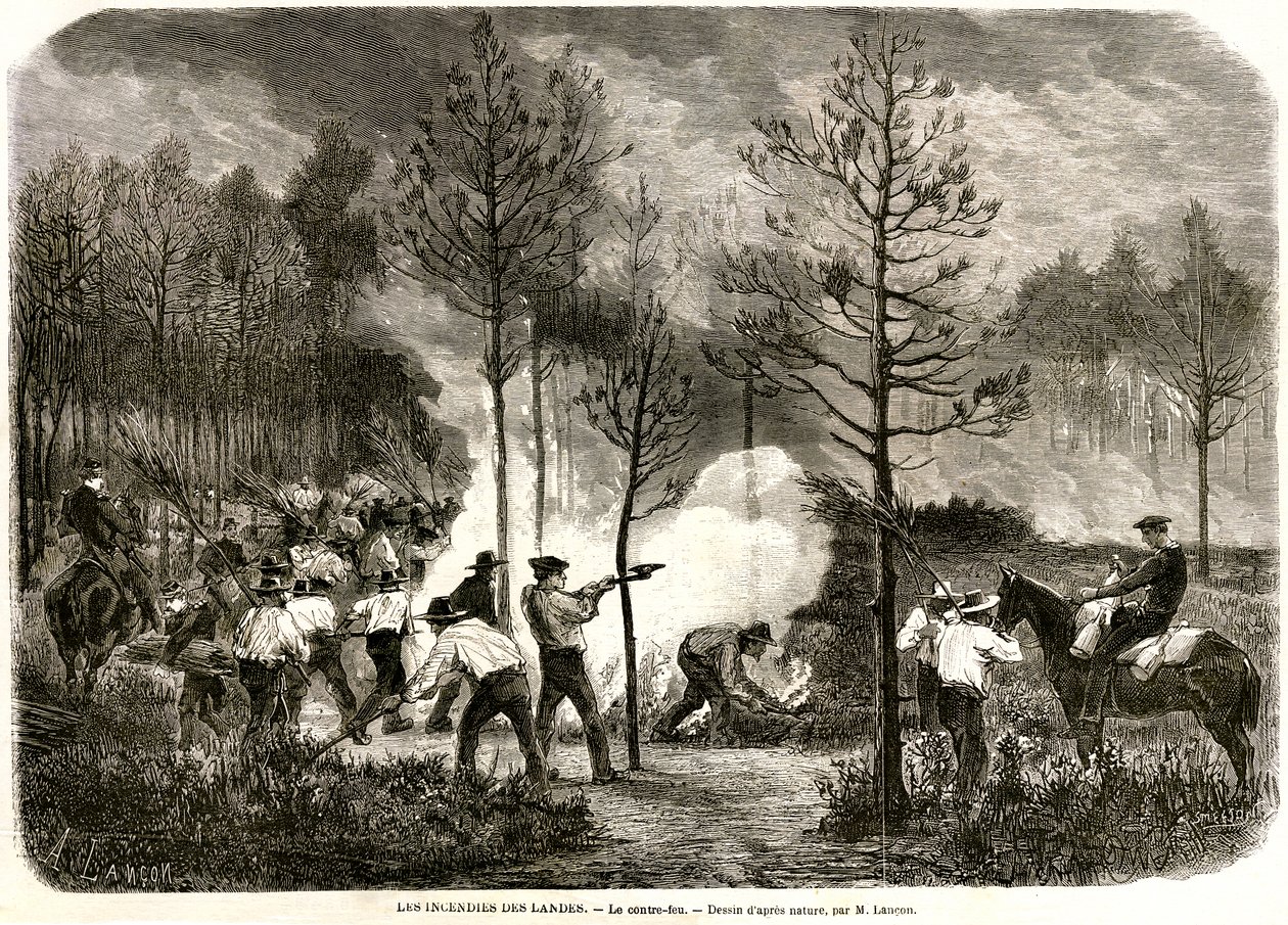 The Great Fire of the Landes, the Counter-Fire by Auguste Andre Lancon