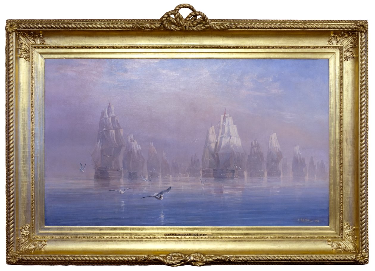 The Battle of Trafalgar, Oct. 21st 1805, 6 h. 50 m. A.M. The Battle Line by Auguste Ballin