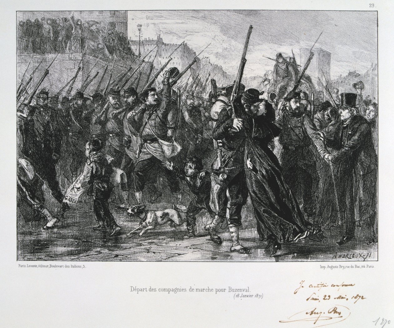 French Soldiers Departing for Buzenval, Siege of Paris, Franco-Prussian War by Auguste Bry