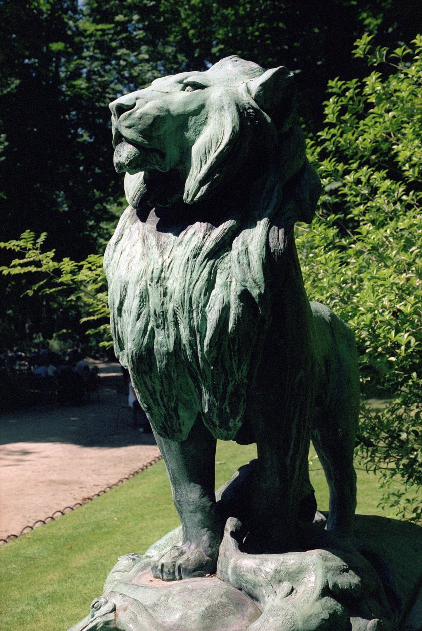 Nubian lion and his prey, 1870 by Auguste Cain