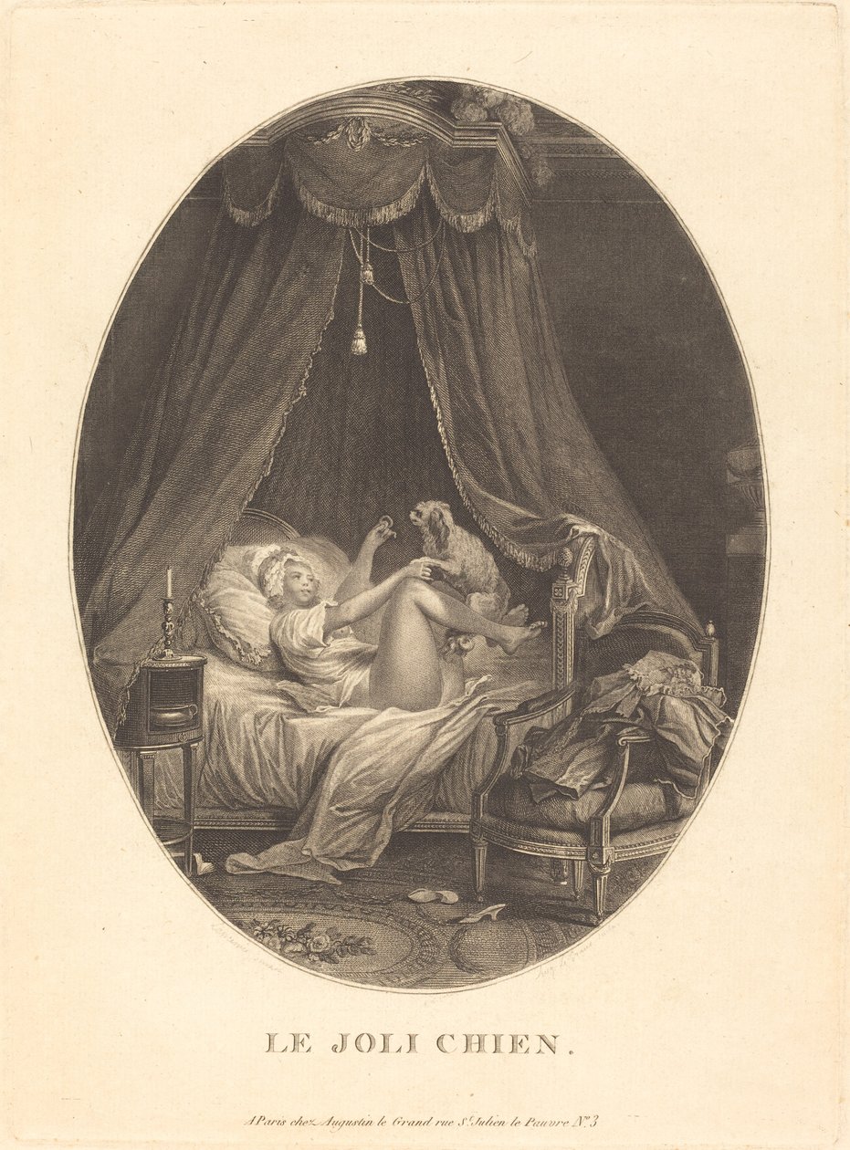 The Pretty Dog by Auguste Claude Simon Legrand after Nicolas Lavreince