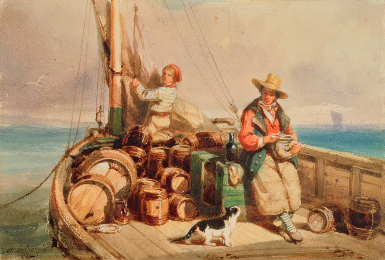 Two Figures on a Boat, 1843 by Auguste Delacroix