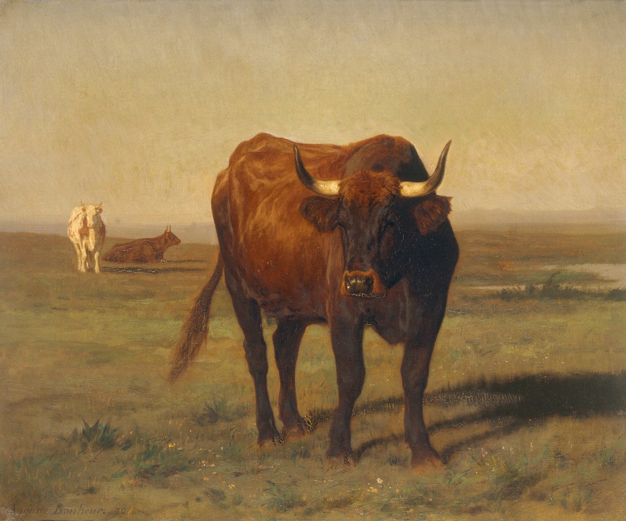 Cattle in Landscape by Auguste Francois Bonheur