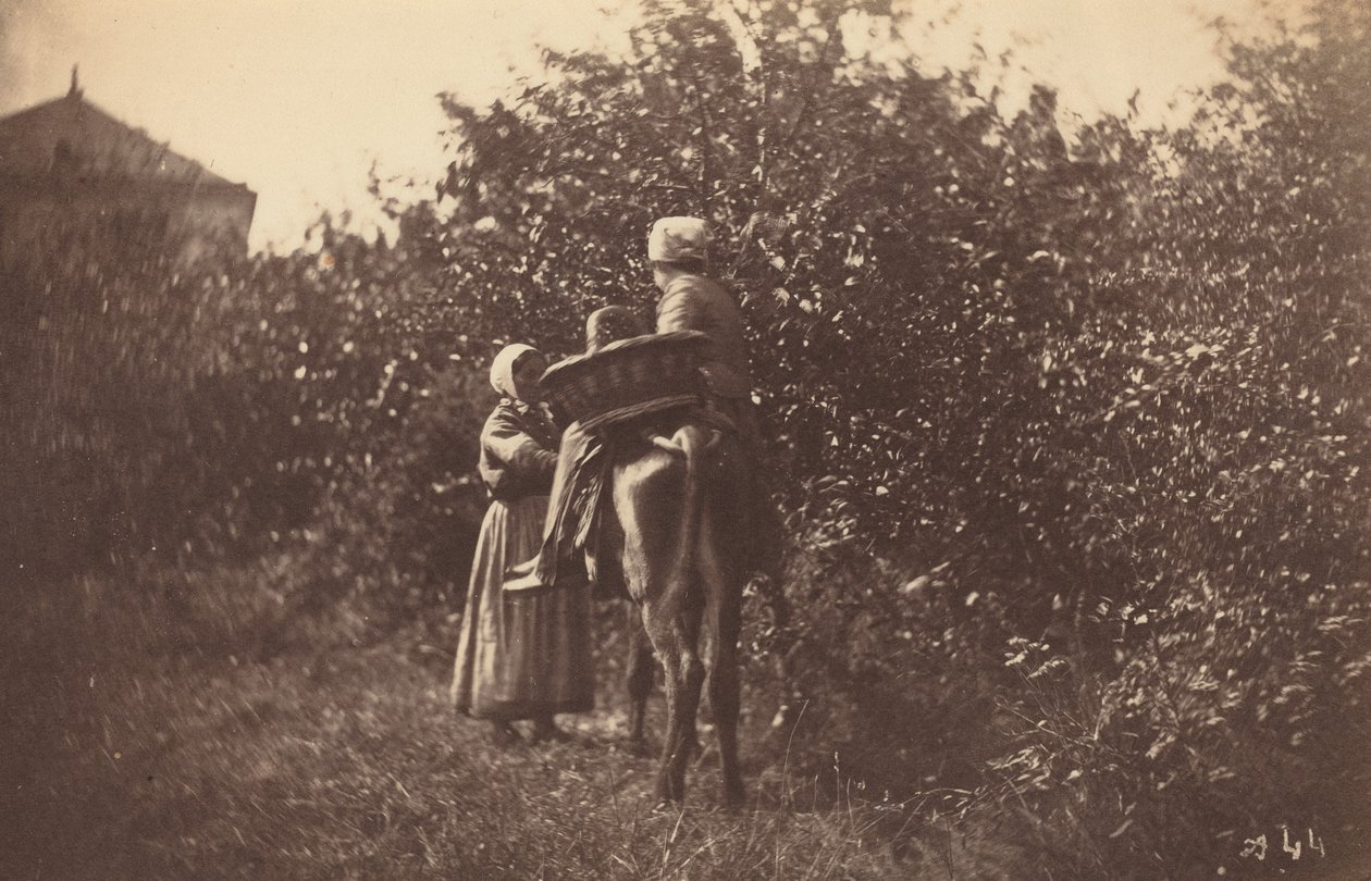 Two Women with Donkey by Auguste Giraudon