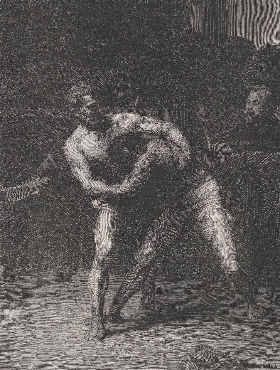 The Wrestlers, from Le Monde Illustré, May 22, 1875 by Auguste Joliet