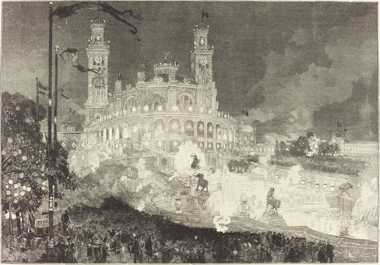 14th July. Illumination of the Trocadéro Palace by Auguste Lepere