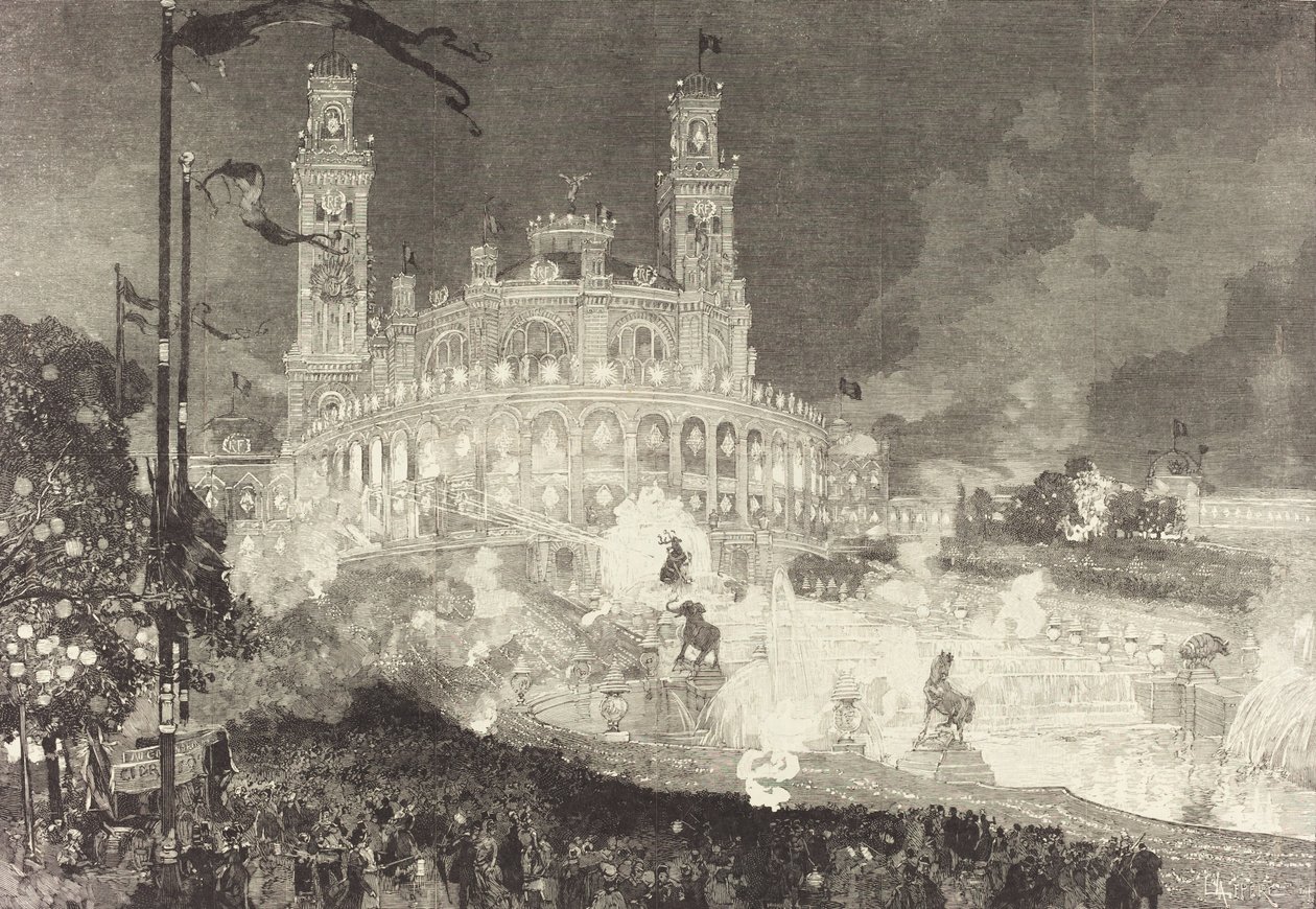 14 July. Illumination of the Palais du Trocadéro, 1883 by Auguste Lepere