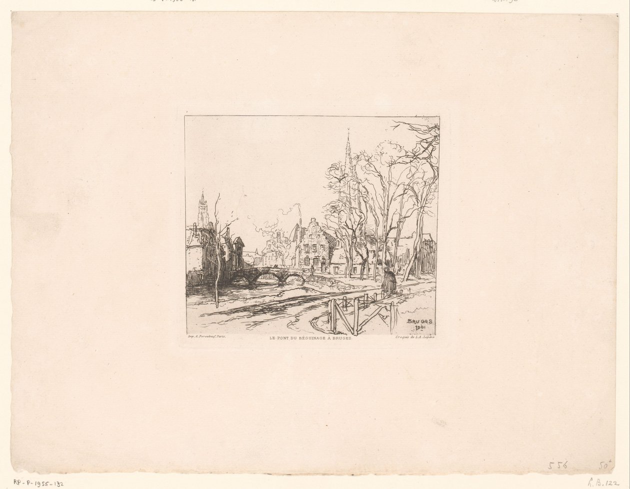 View of the Bridge at the Beguinage in Bruges by Auguste Lepere