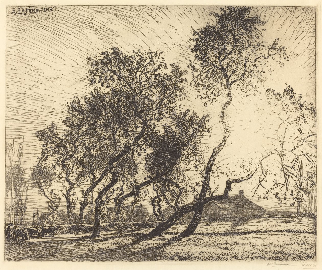 The Farm with Poplars of Holland by Auguste Lepere