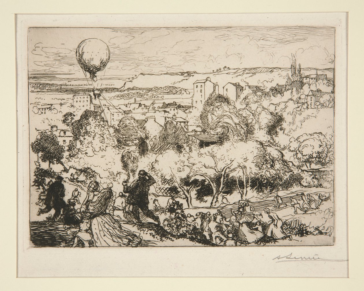 The Falling Balloon, in Pre-Saint-Gervais by Auguste Lepere