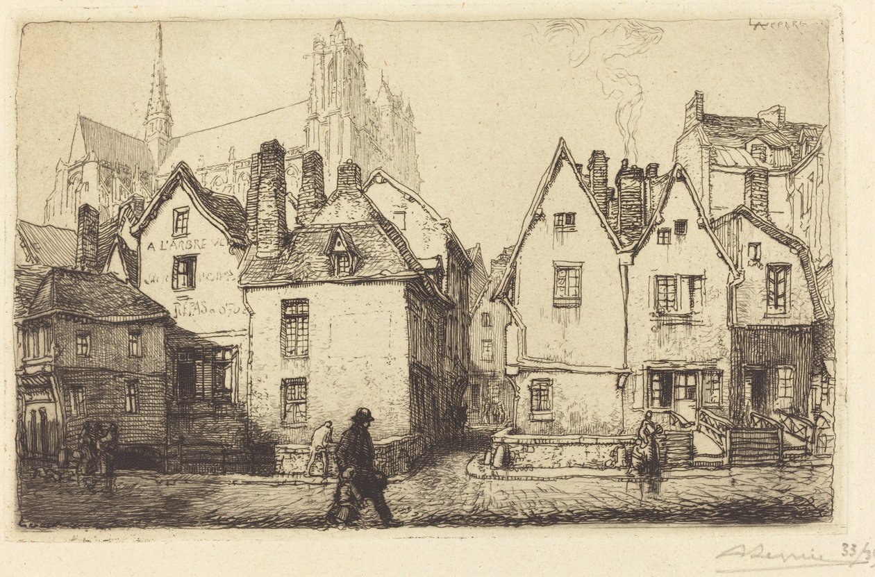 Old Houses at Amiens by Auguste Lepere