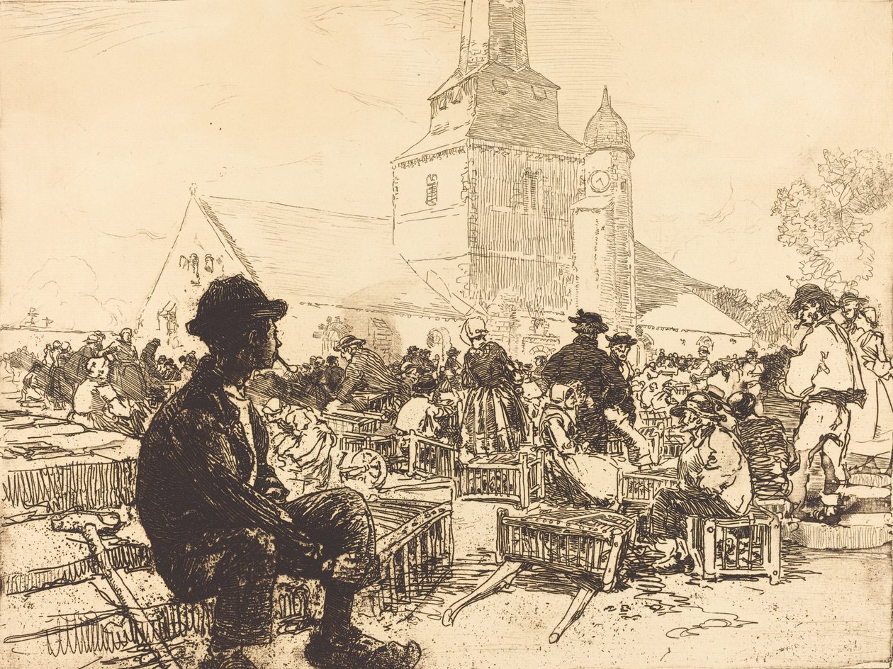 Poultry Market at St.-Jean-de-Mont, 1892 by Auguste Lepere