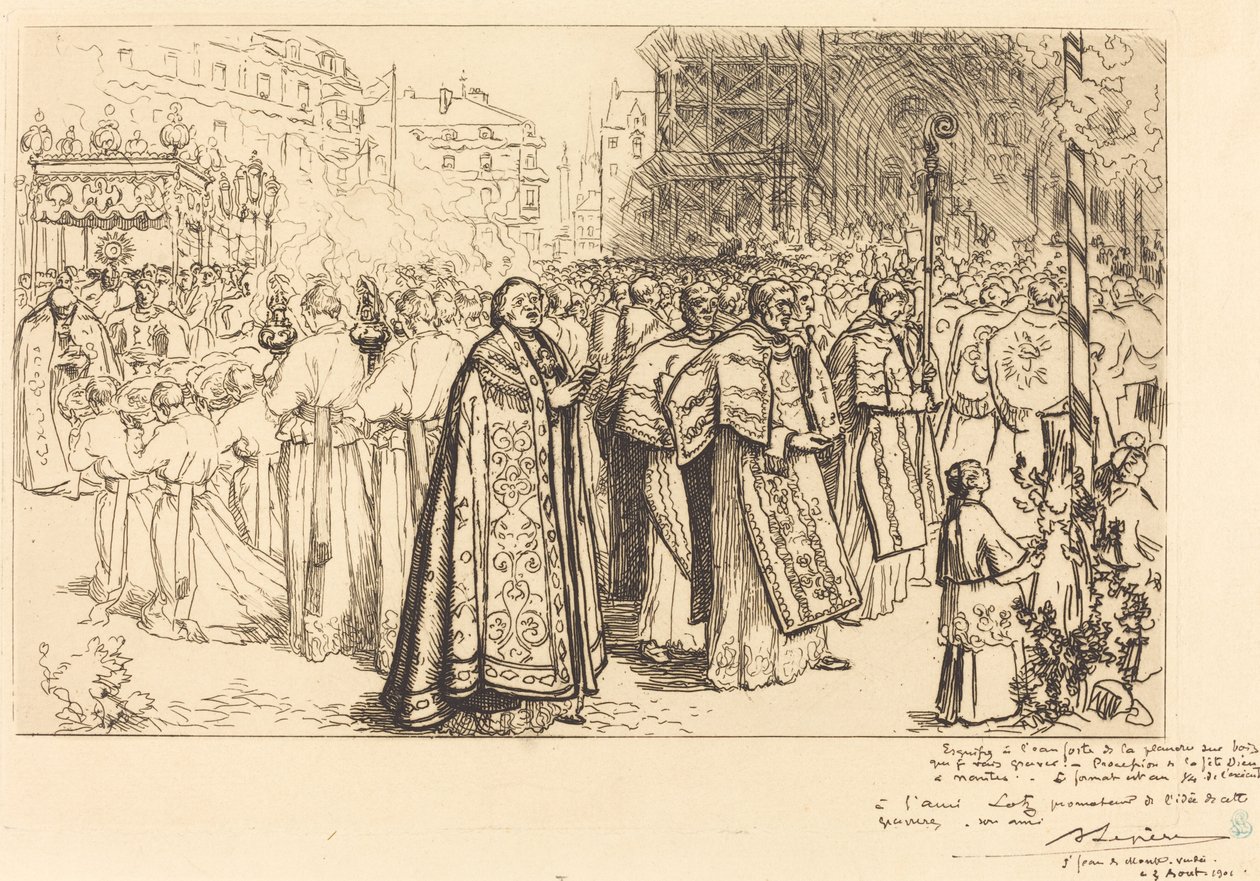Return of the Procession to Nantes Cathedral by Auguste Lepere