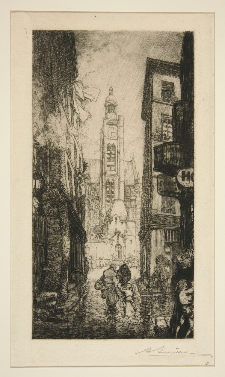 Rue de la Montagne Sainte-Geneviève, Paris by Auguste Lepere