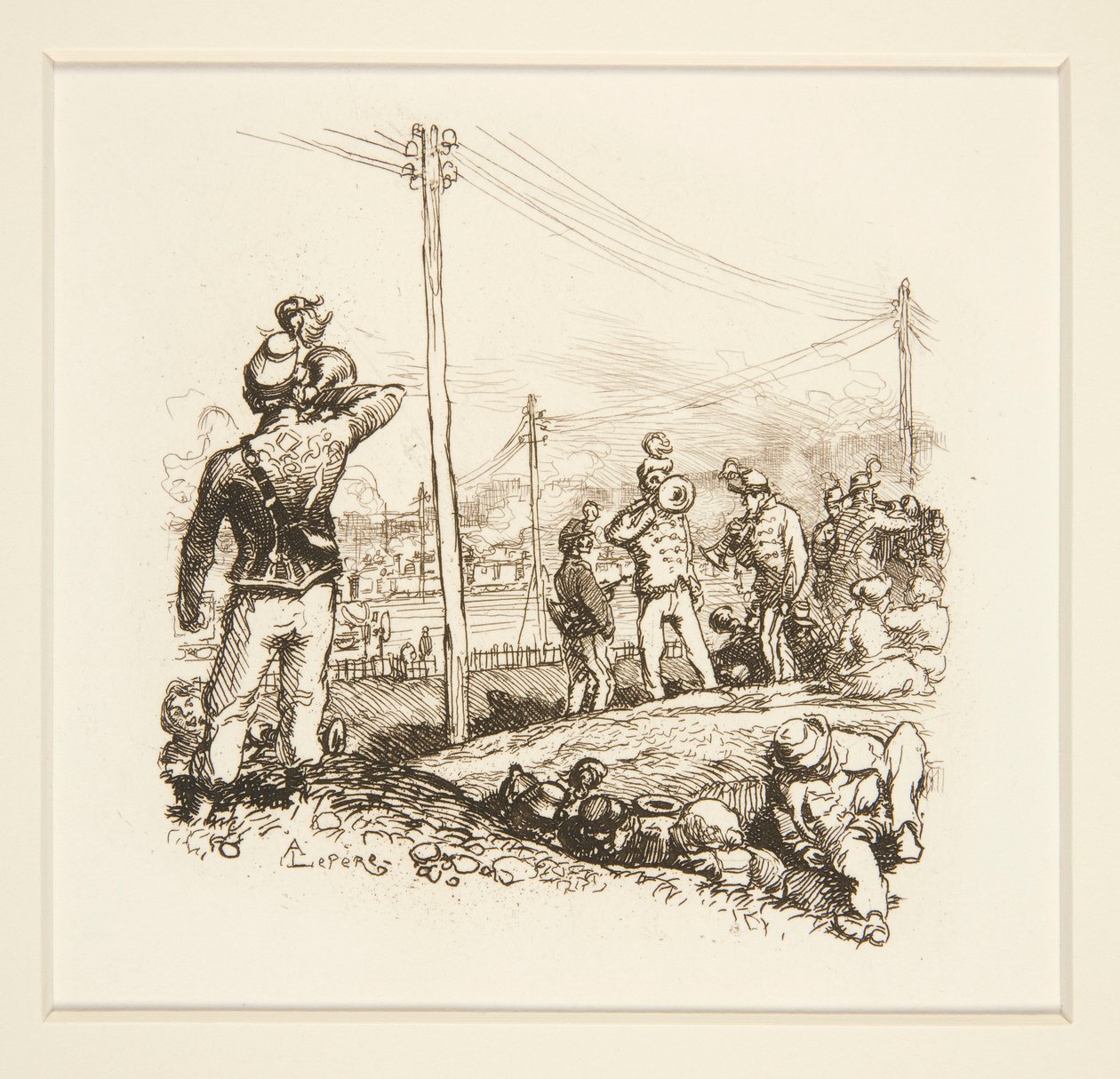Soldiers with Bugles by Auguste Lepere