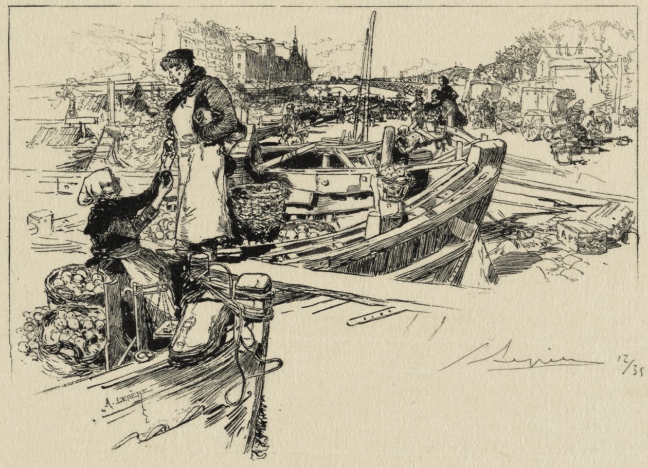 Wharf Scene, possibly 1880s by Auguste Louis Lepère