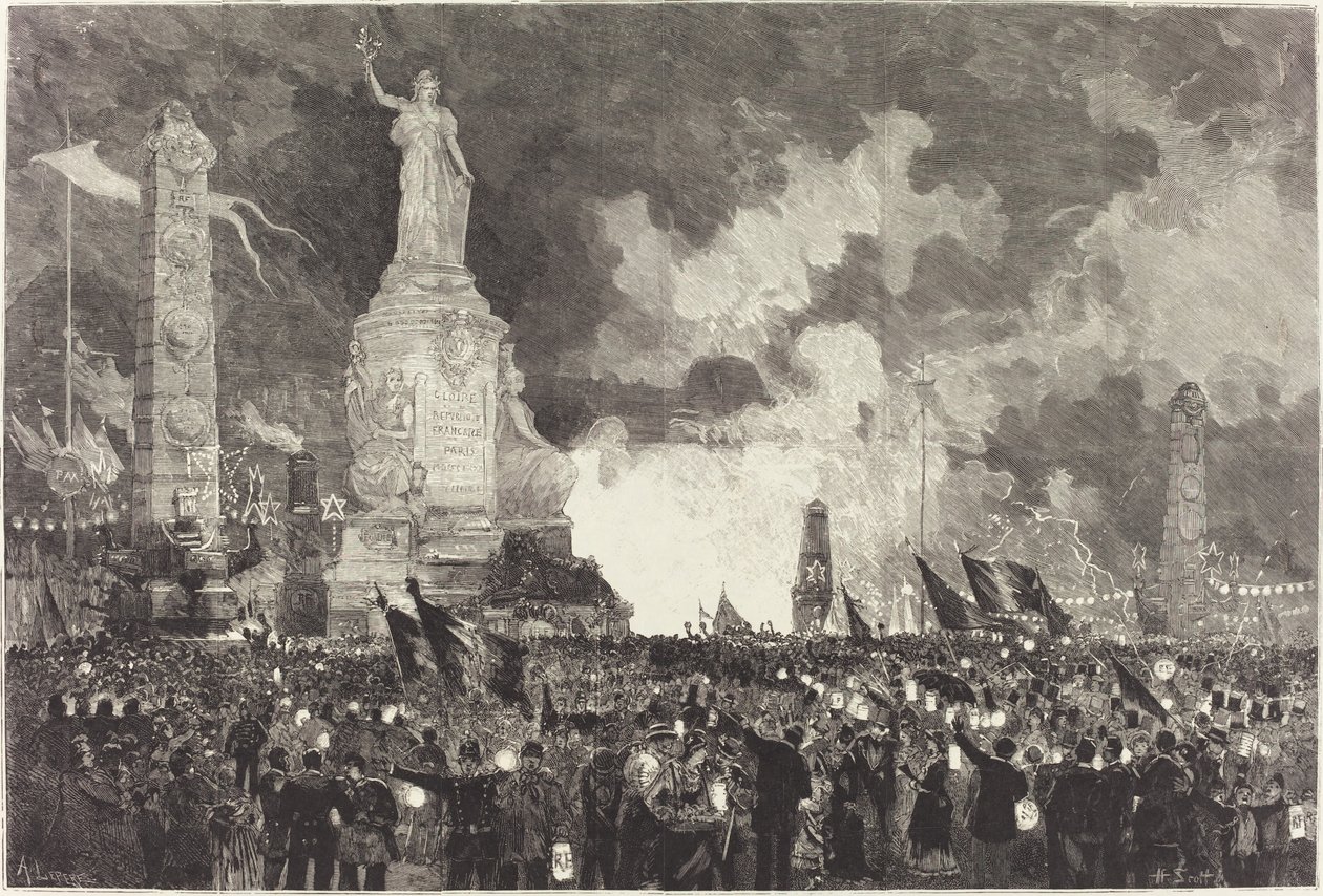 14 July. Illumination of the Place de la République by Auguste Lepère after Henri Louis Scott