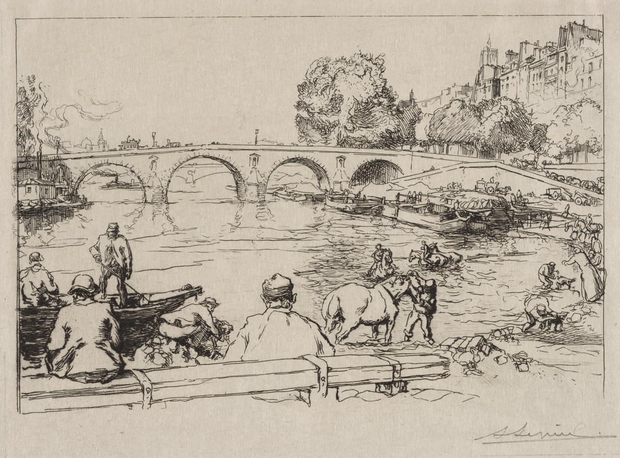 The Watering Place at Pont Marie by Auguste Louis Lepère