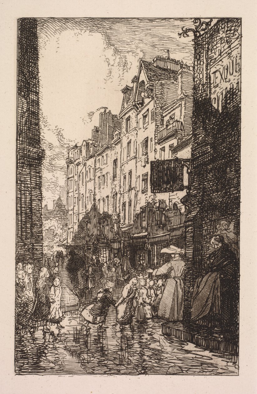 La Bièvre, Les Gobelins, Saint-Séverin: The Saint-Séverin Quarter: Rue des Prêtres Saint-Séverin by Auguste Louis Lepère