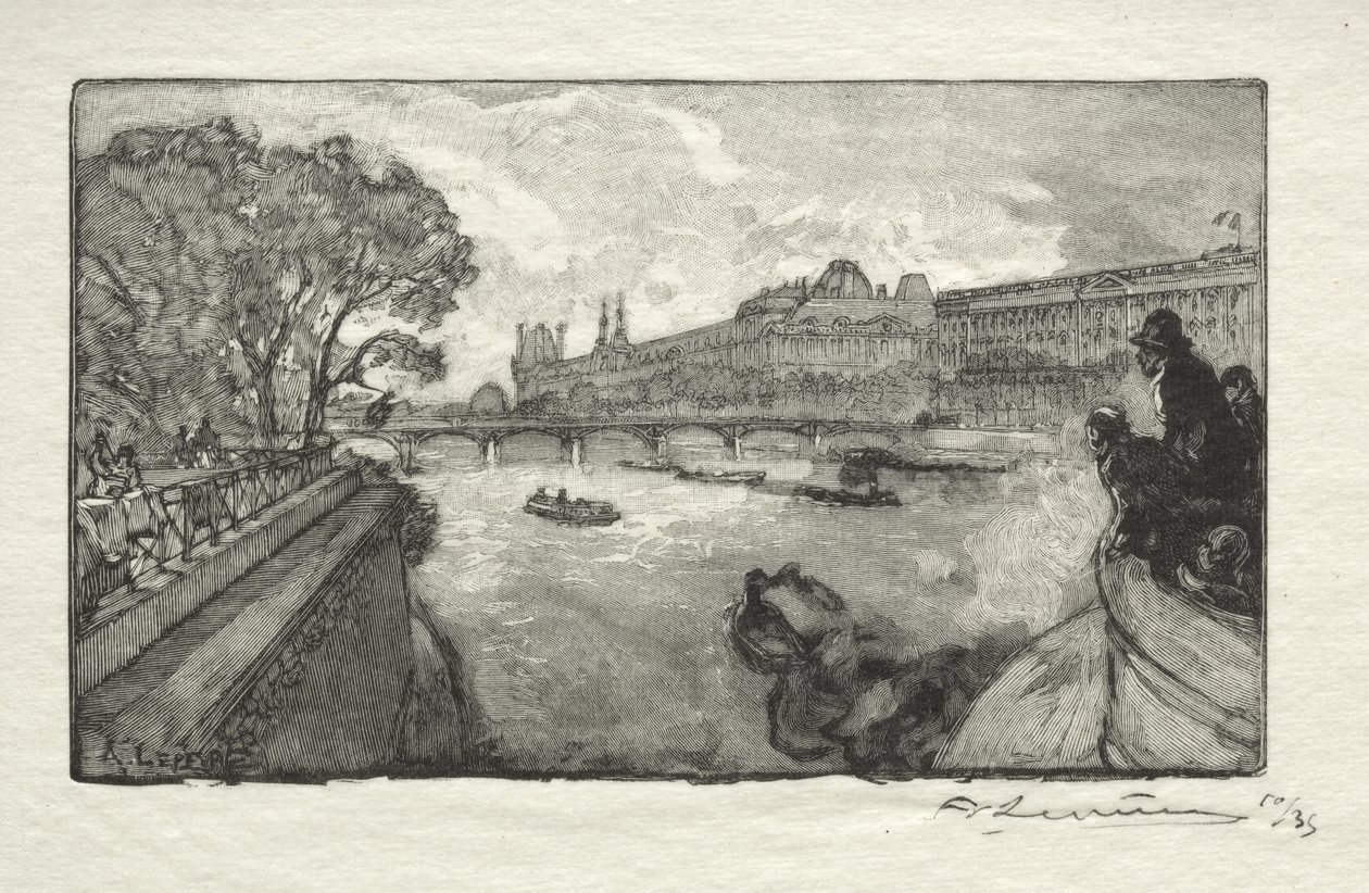 The Louvre, View from the Pont Neuf by Auguste Louis Lepère