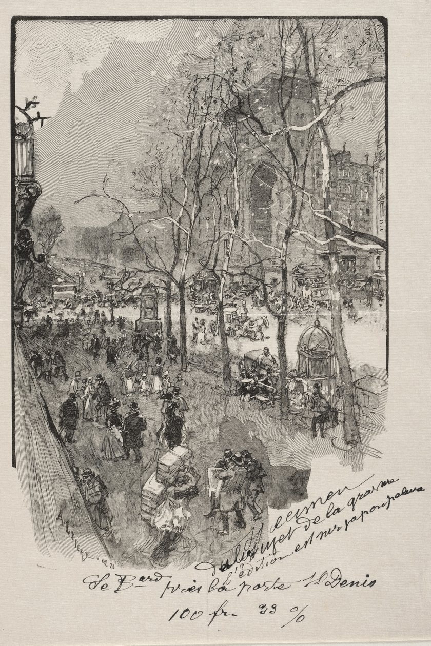The Boulevards, near the Porte St. Denis by Auguste Louis Lepère