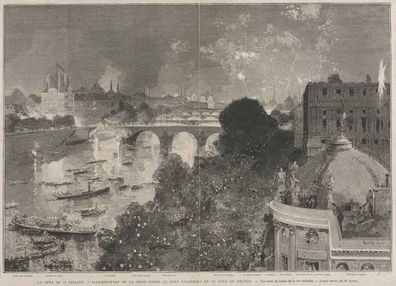 The Festival of 14 July, Illumination of the Place of the Republic (after H. Scott) by Auguste Louis Lepère