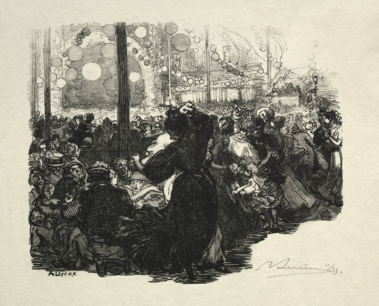 14 Juillet, Rue de Belleville, 10 heures by Auguste Louis Lepère