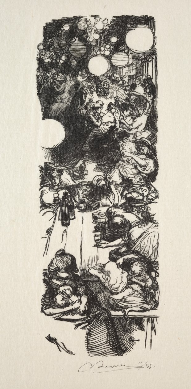 July 14, Rue de Belleville, Midnight by Auguste Louis Lepère