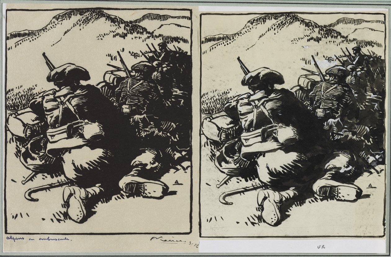 Alpins en Ambuscade by Auguste Louis Lepère