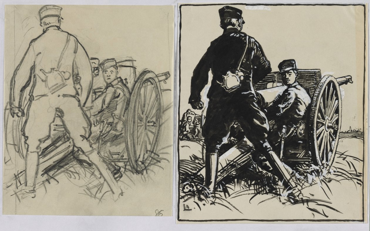 Belgian Artillerymen by Auguste Louis Lepère