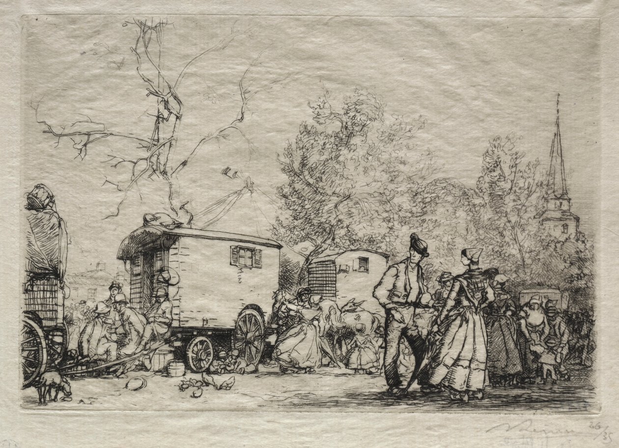At the Fair St. Jean de Mont, 1906 by Auguste Louis Lepère