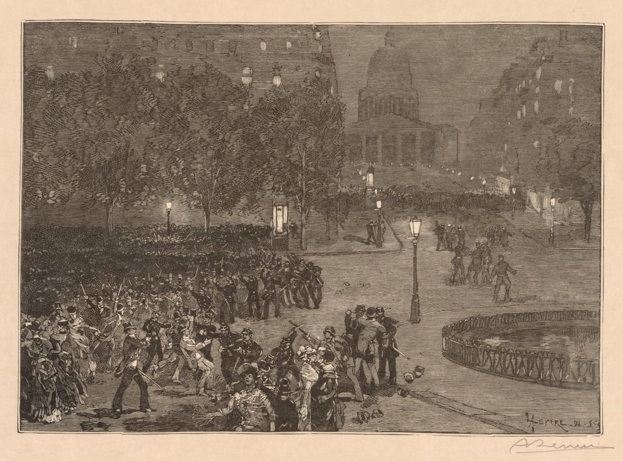 Bois du Monde: Les Troubles du Quartier Latin, 1882 by Auguste Louis Lepère