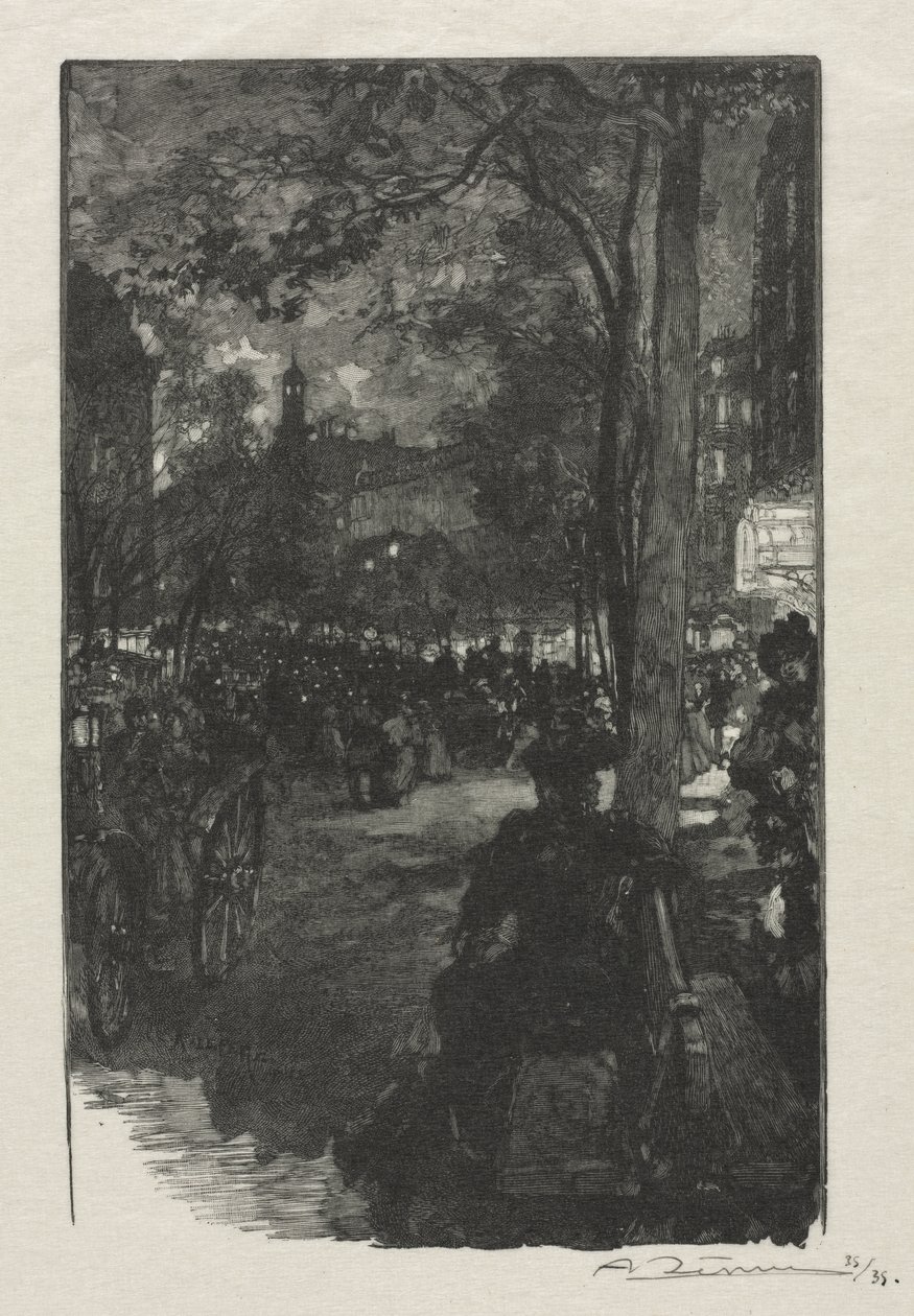 Boulevard Montmartre, Evening by Auguste Louis Lepère