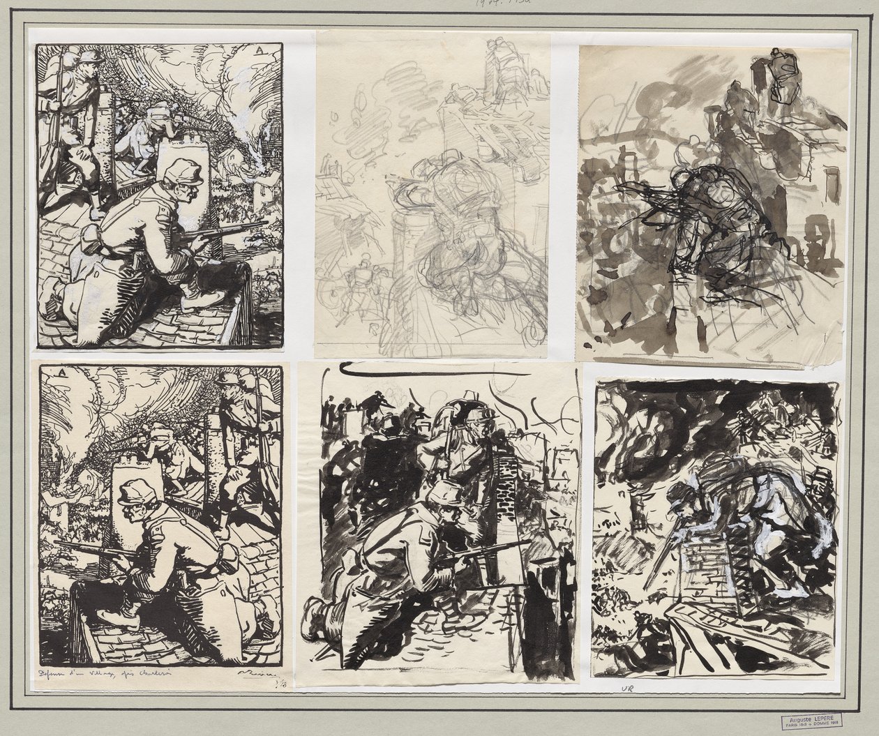 Defense of a Village after Charleroi by Auguste Louis Lepère