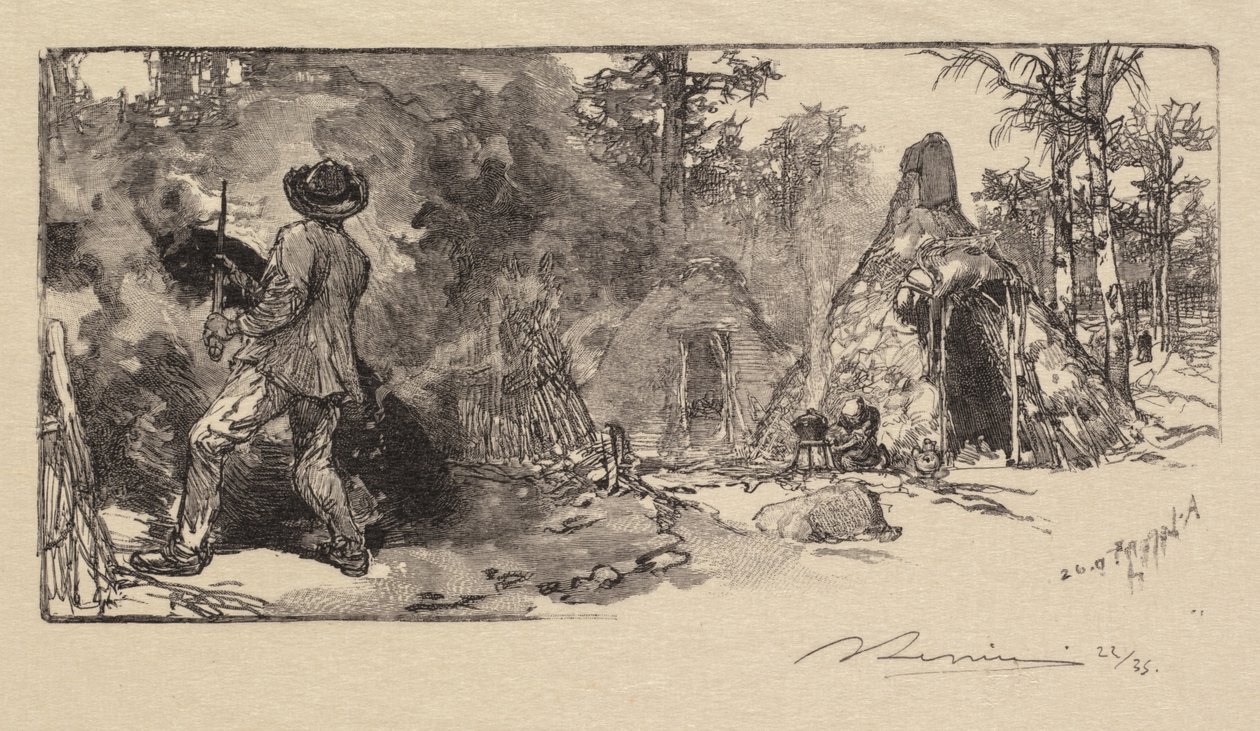Fontainebleau Forest: Coalmen by Auguste Louis Lepère