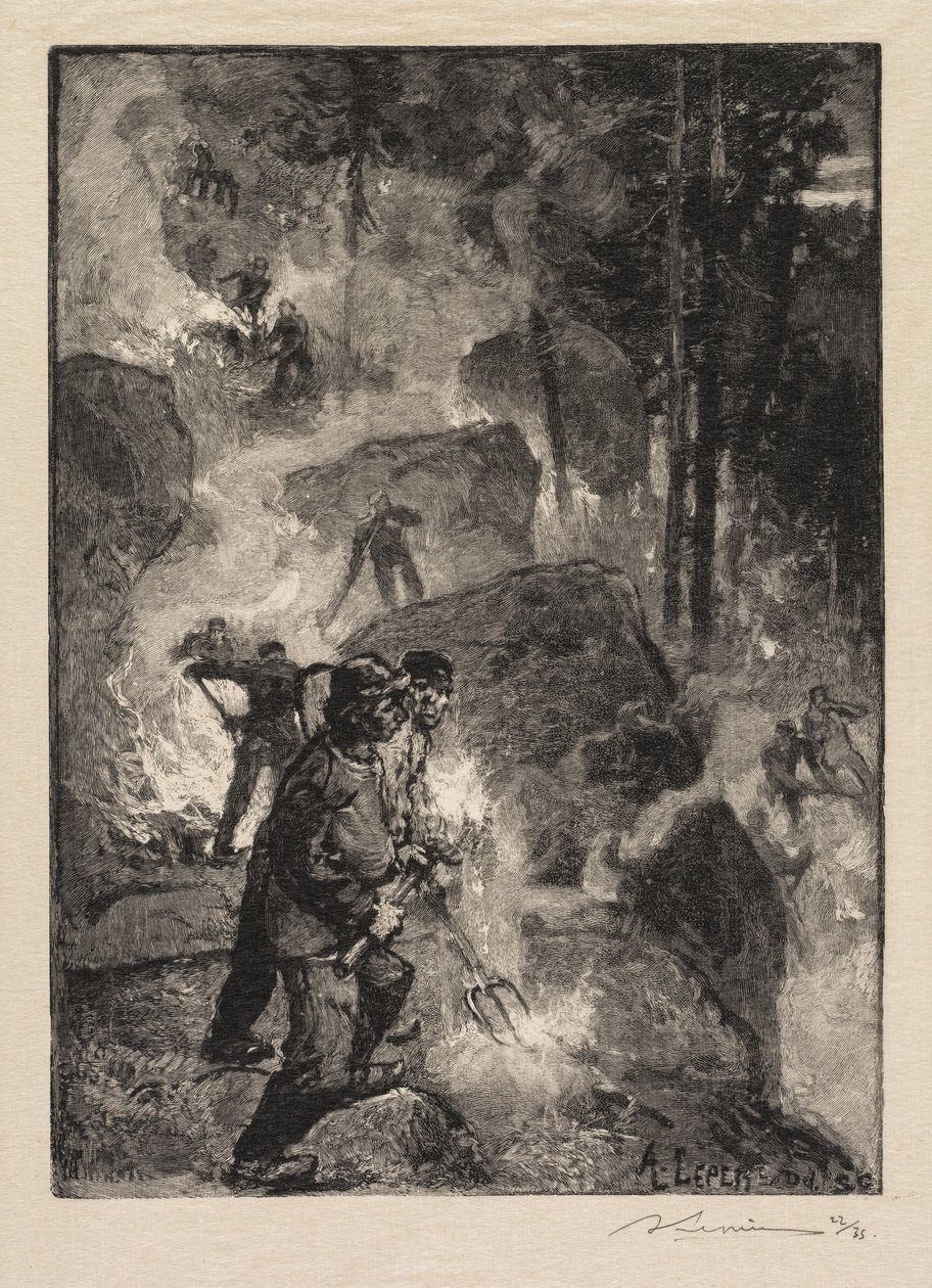 Fontainebleau Forest: Fern Burners, 1890 by Auguste Louis Lepère