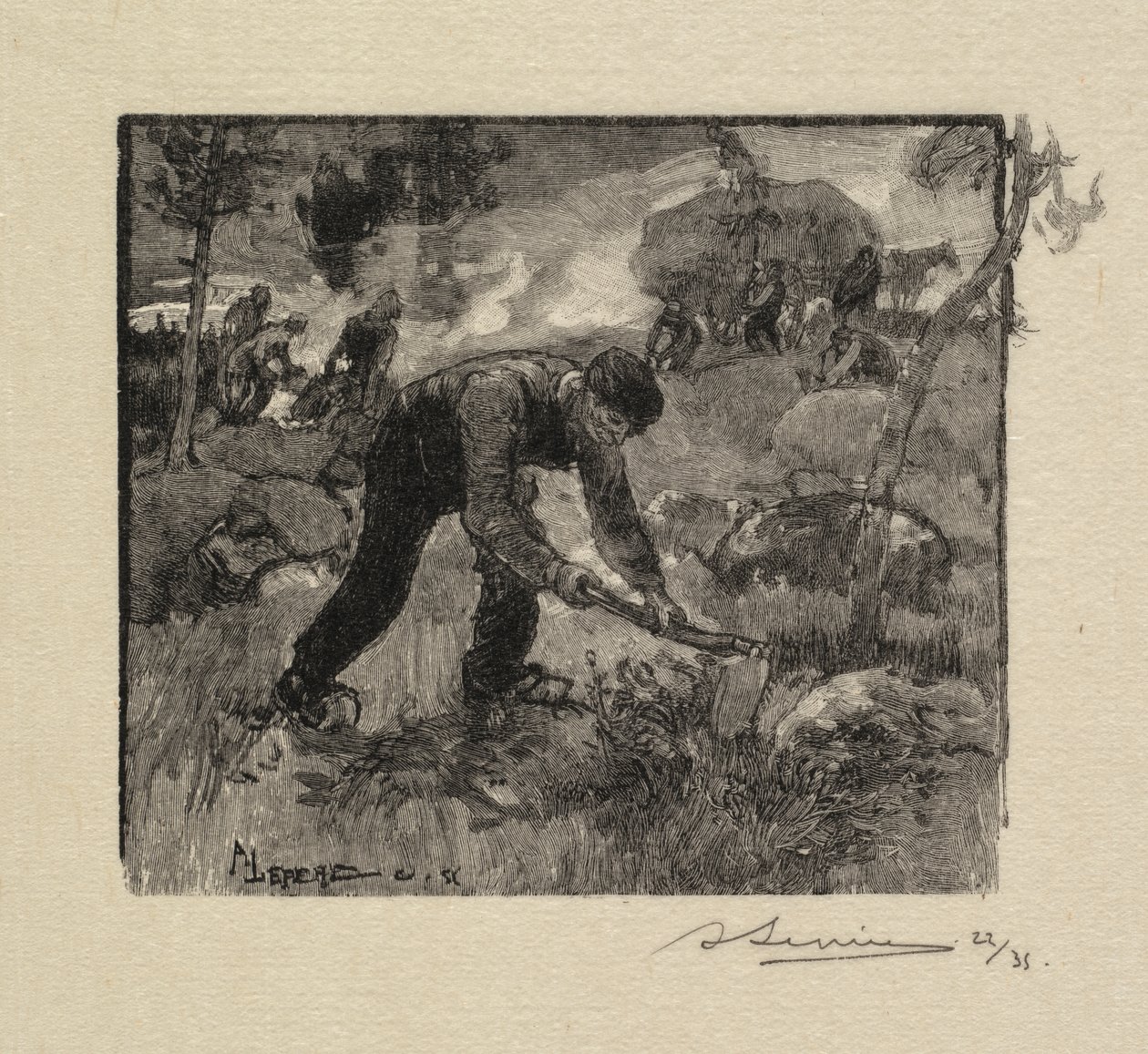 Fontainebleau Forest: Pulling the Heather by Auguste Louis Lepère