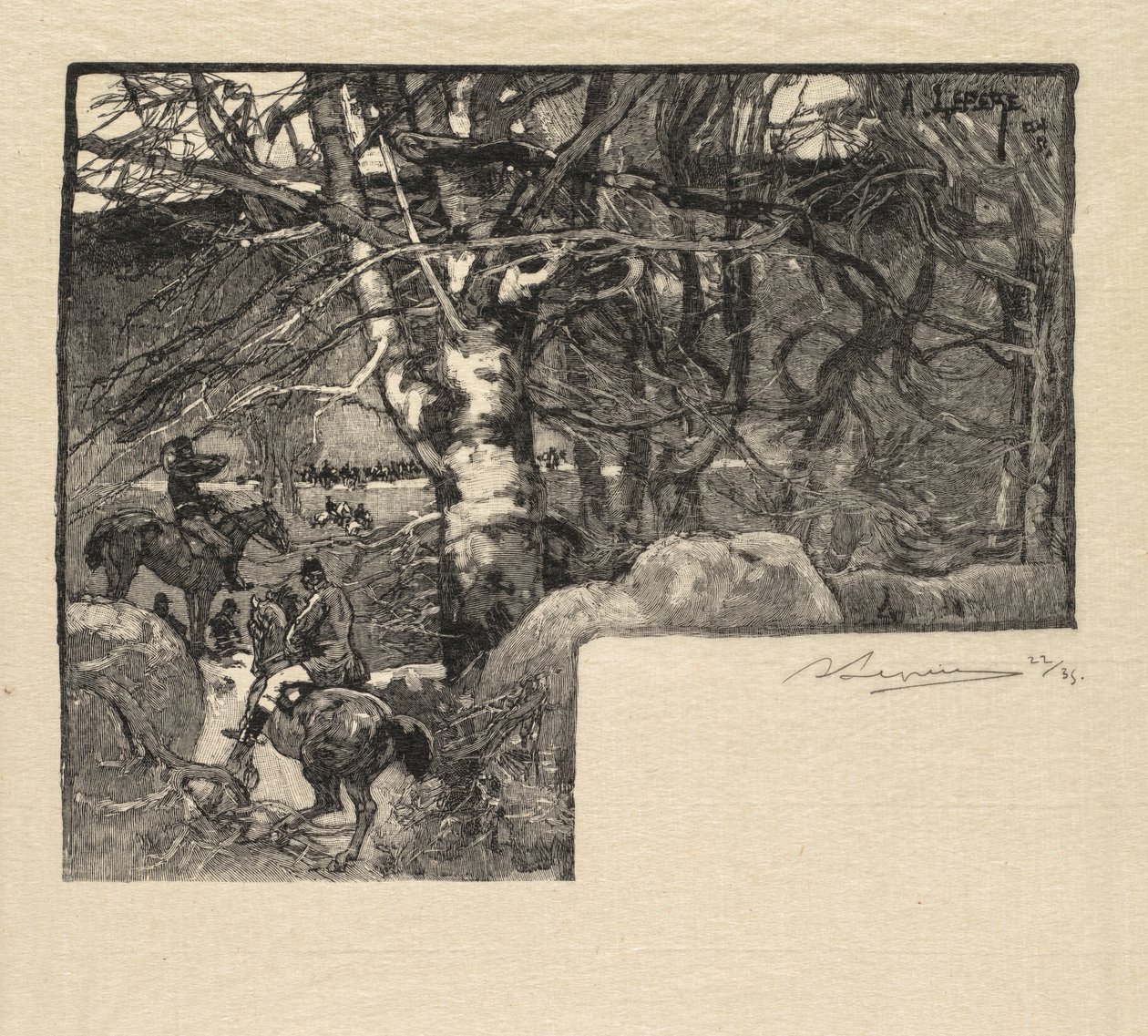 Fontainebleau Forest: Ride to the Hounds at Mont-Gérard La Forêt de Fontainebleau, 1890 by Auguste Louis Lepère