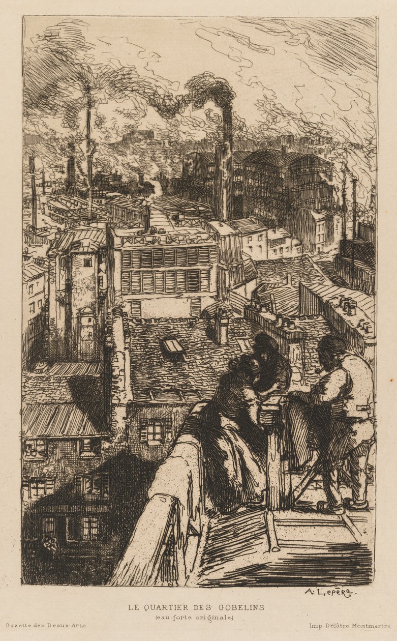 Gazette des Beaux-Arts: Le Quartier des Gobelins, 1889 by Auguste Louis Lepère