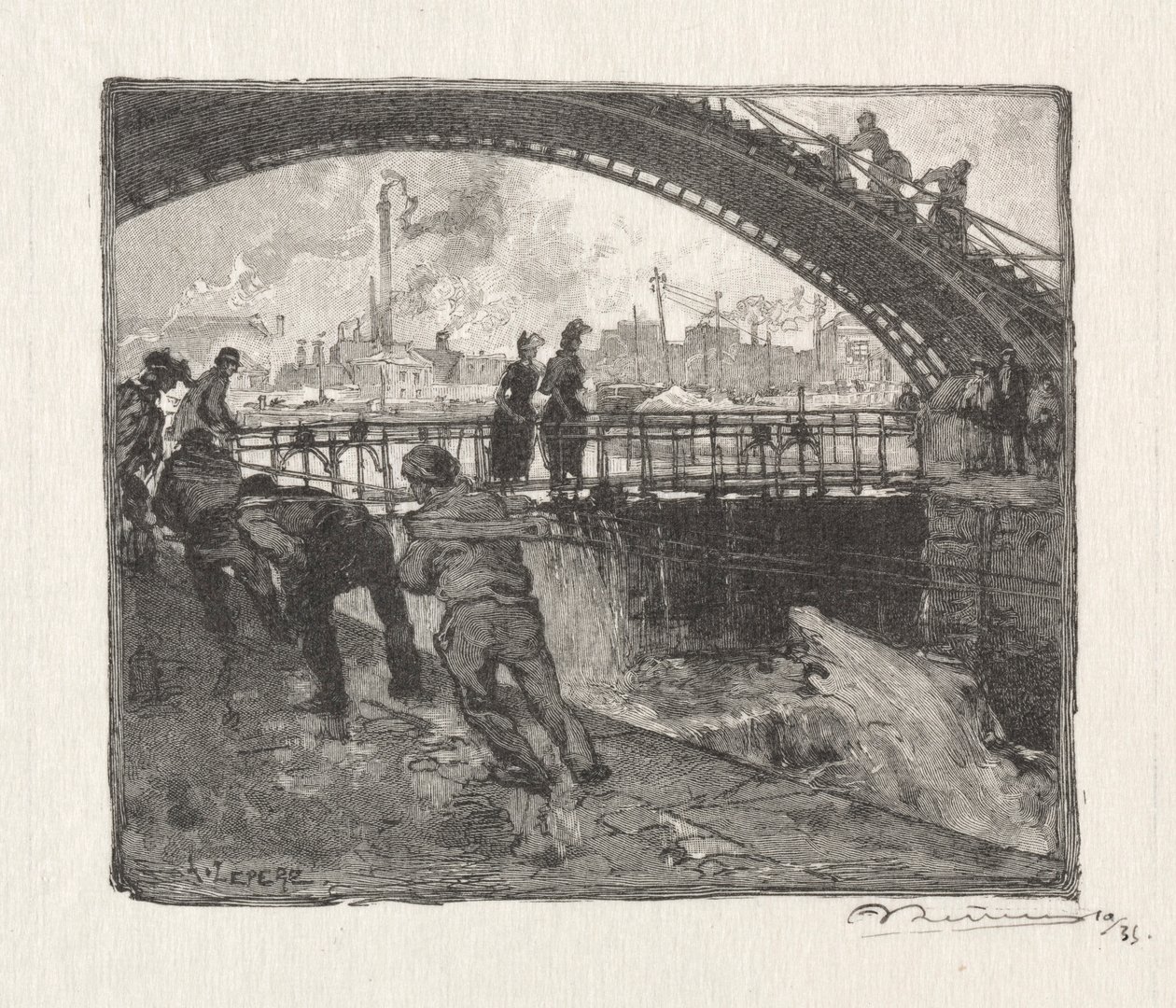 The Lock of the Canal St. Martin by Auguste Louis Lepère