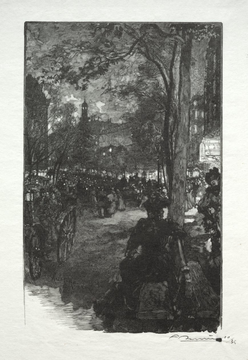 Montmartre Boulevard, Evening by Auguste Louis Lepère