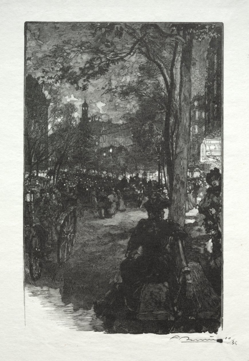 The Boulevard Montmartre, Evening by Auguste Louis Lepère