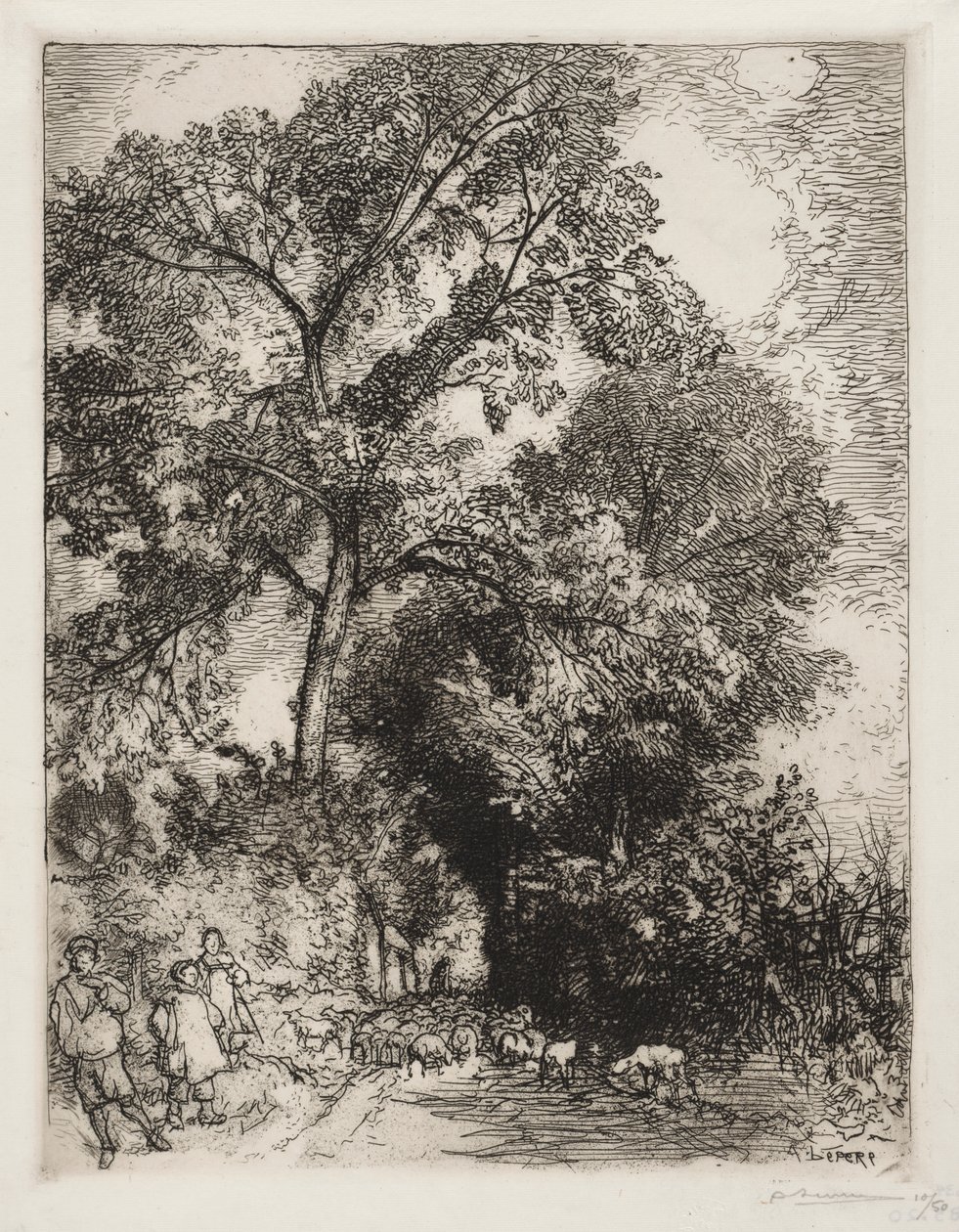 The Return of the Flock, Crèvecoeur by Auguste Louis Lepère