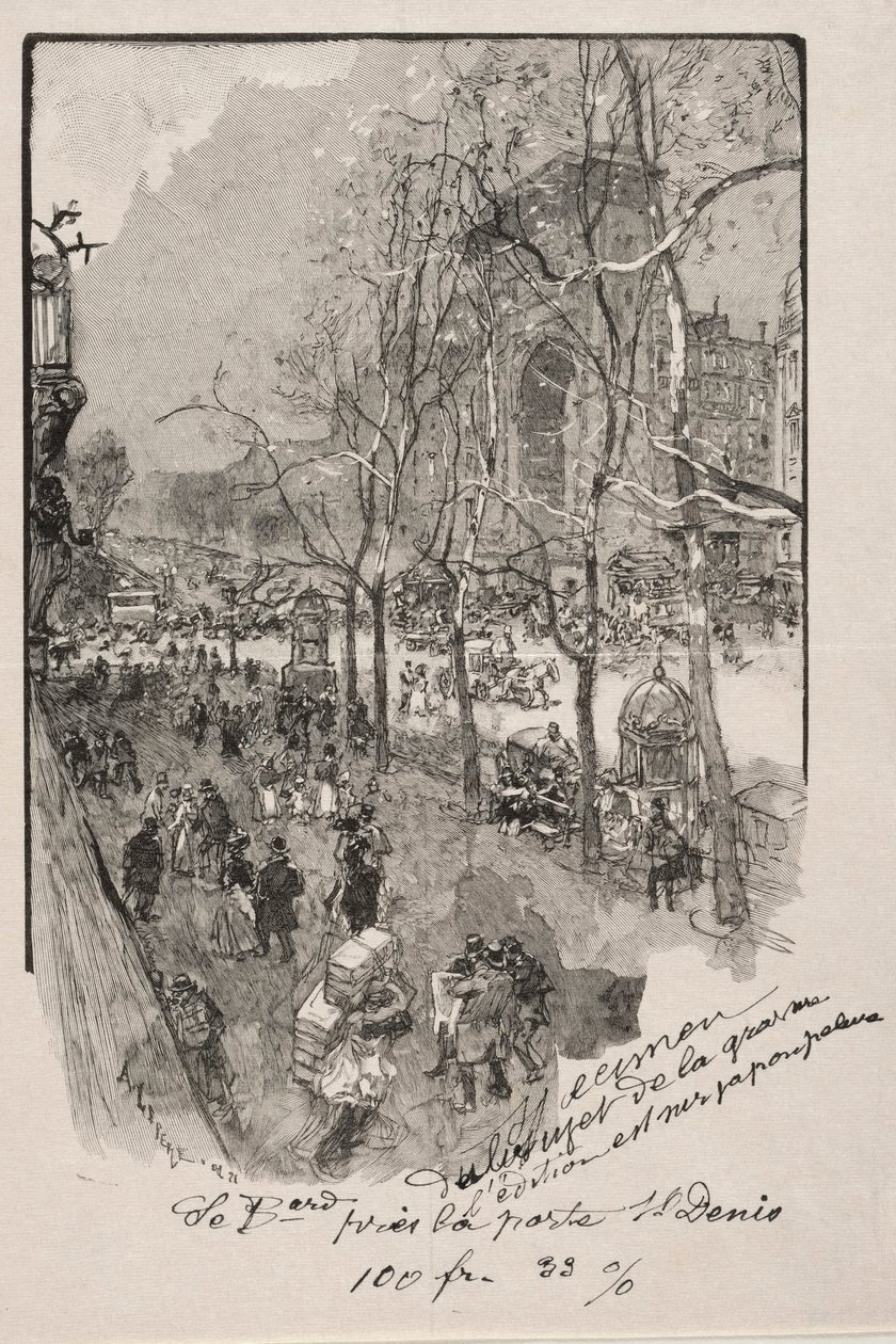 Les Boulevards, near the Porte St. Denis by Auguste Louis Lepère