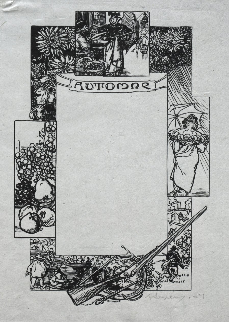 Paris Almanac, 1897: Decorative Border, Autumn by Auguste Louis Lepère