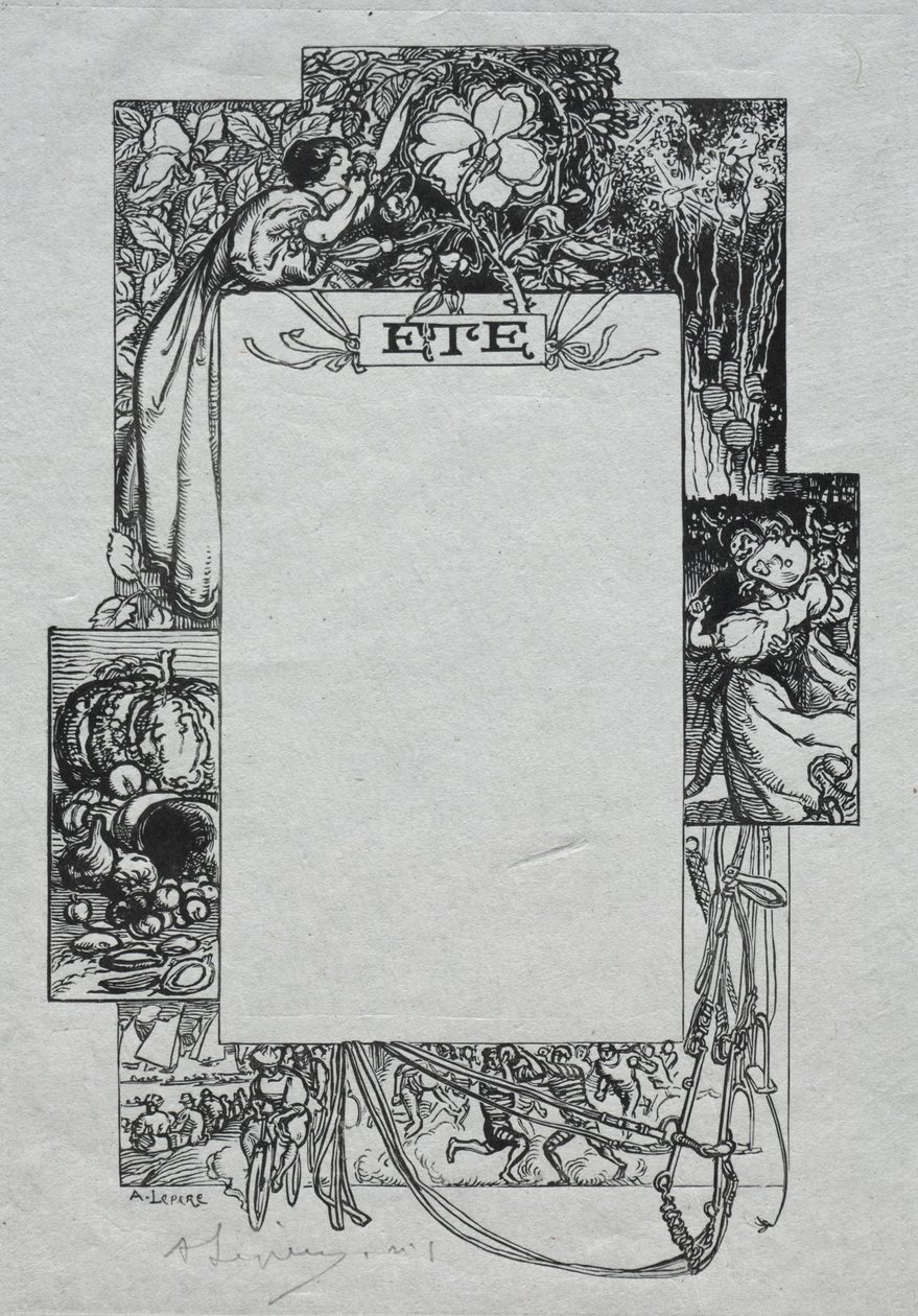 Paris Almanac, 1897: Decorative Border, Summer by Auguste Louis Lepère