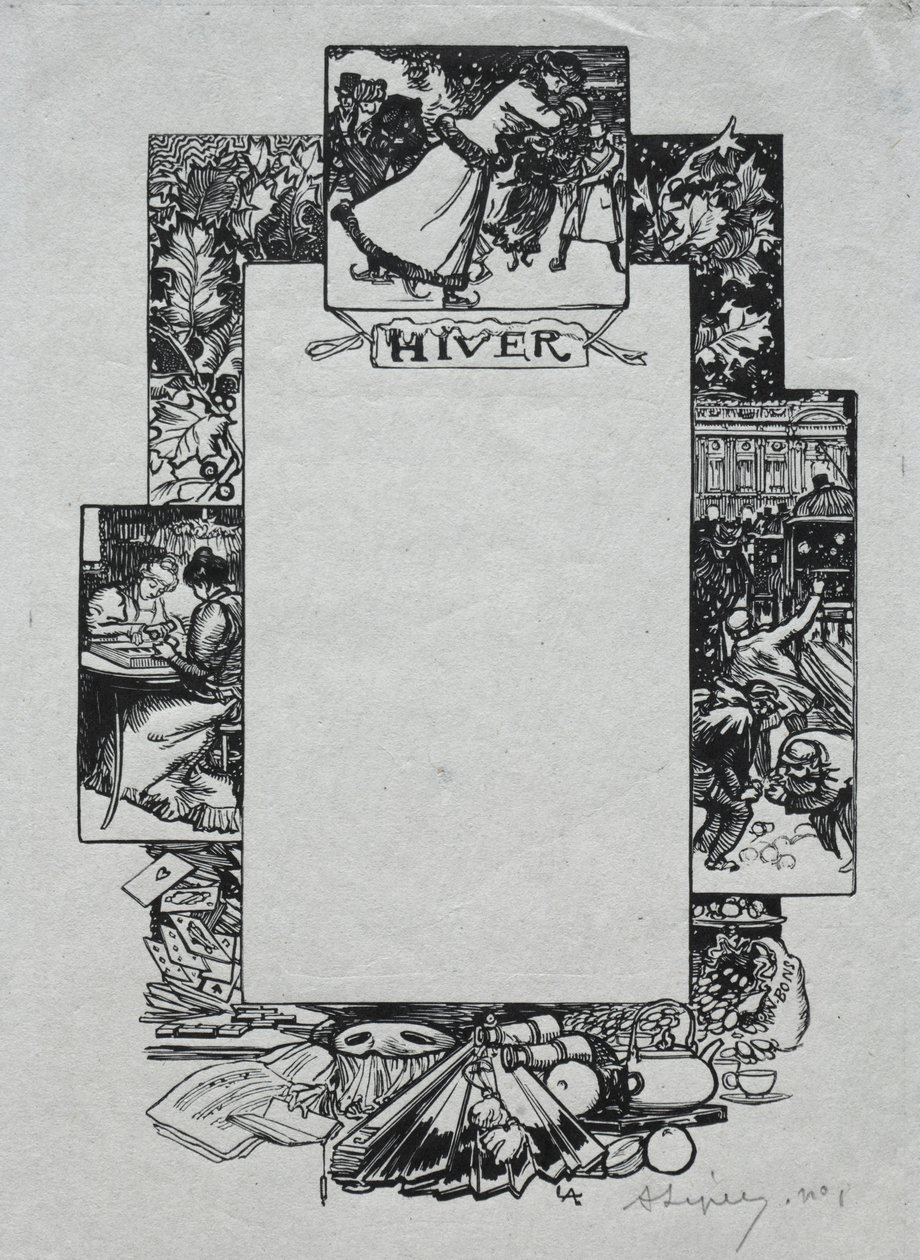 Paris Almanac, 1897: Decorative Border, Winter by Auguste Louis Lepère